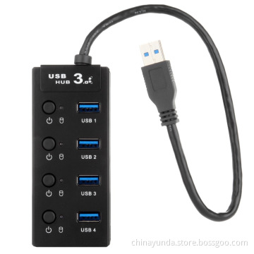 USB 3.0 4 Port Hub with 4 Individual Switch